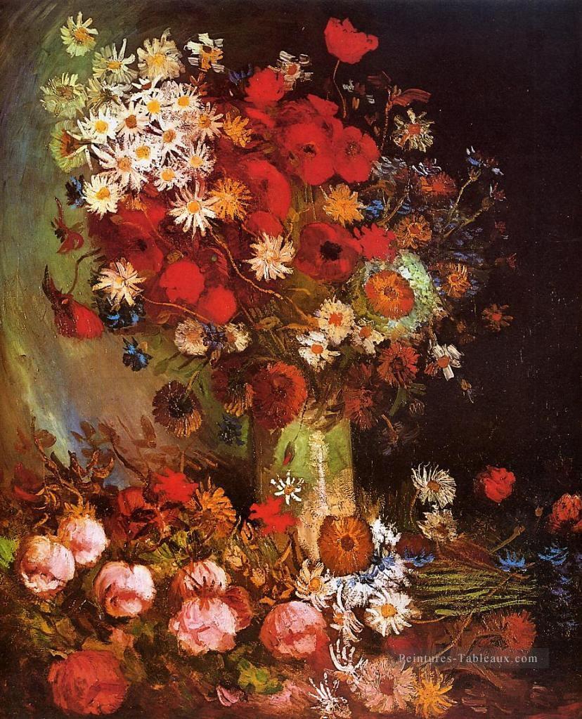 Vase aux coquelicots Cornflowers Pivoines et chrysanthèmes Vincent van Gogh Peintures à l'huile
